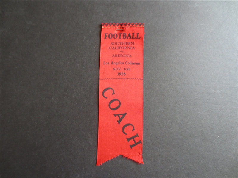1928 University of Arizona at USC Football Ribbon Ticket