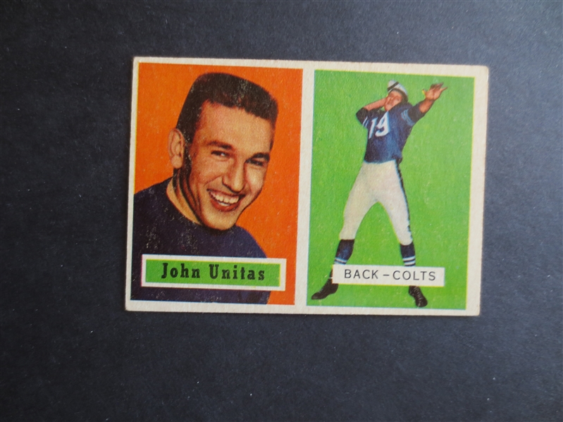 1957 Topps Johnny Unitas Rookie Football Card in Very Nice Shape #138