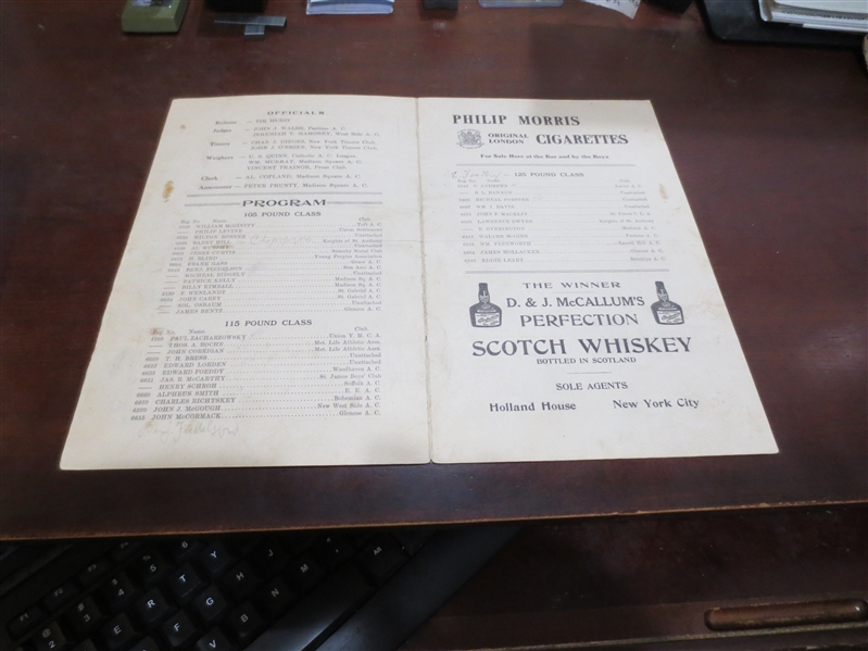 1910 Greater New York Boxing Championships Program from Madison Square Garden RARE!