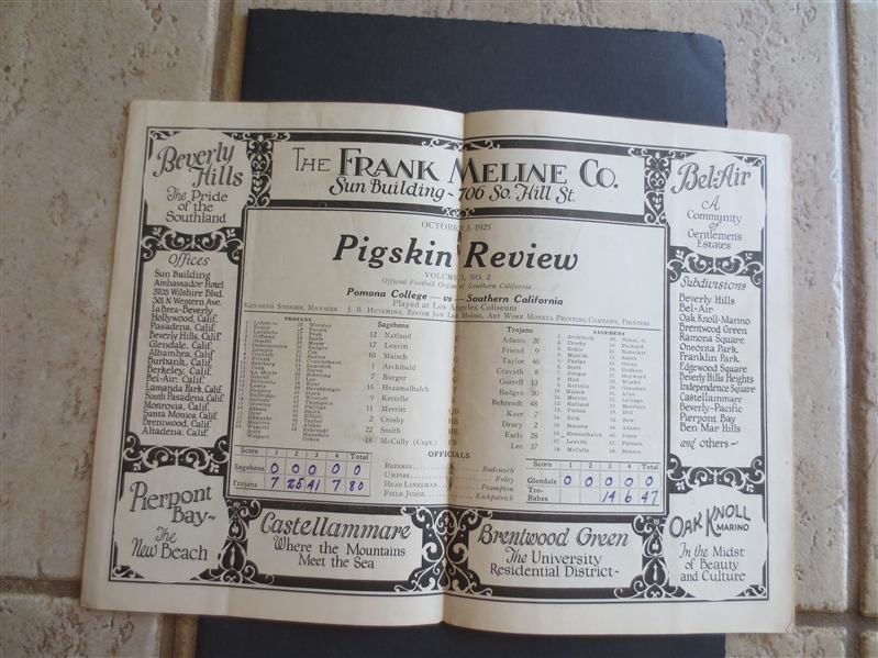 1925 USC vs. Pomona College Football Program---USC wins 80-0!