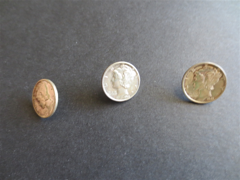 (3) World War II Mercury Dime Coin Golf Putt Ball Markers