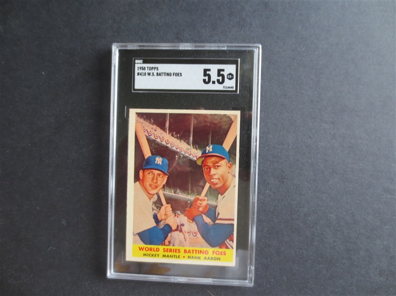 1958 Topps World Series Batting Foes (Mantle/Aaron) SGC 5.5 EX+ Baseball Card #418