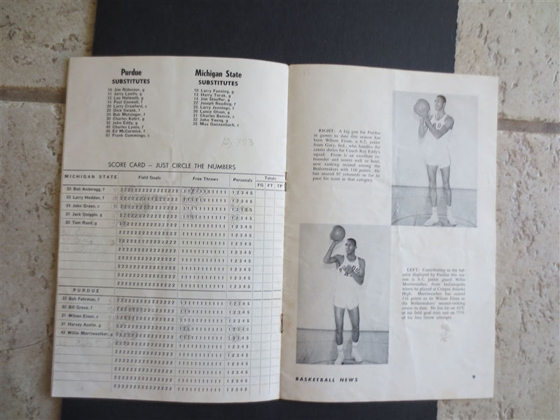 1958 Purdue University at Michigan State Basketball Program