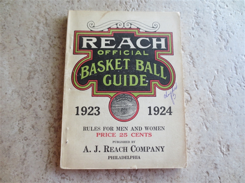 1923-24 Reach Official Basket Ball Guide in great shape!  RARE!