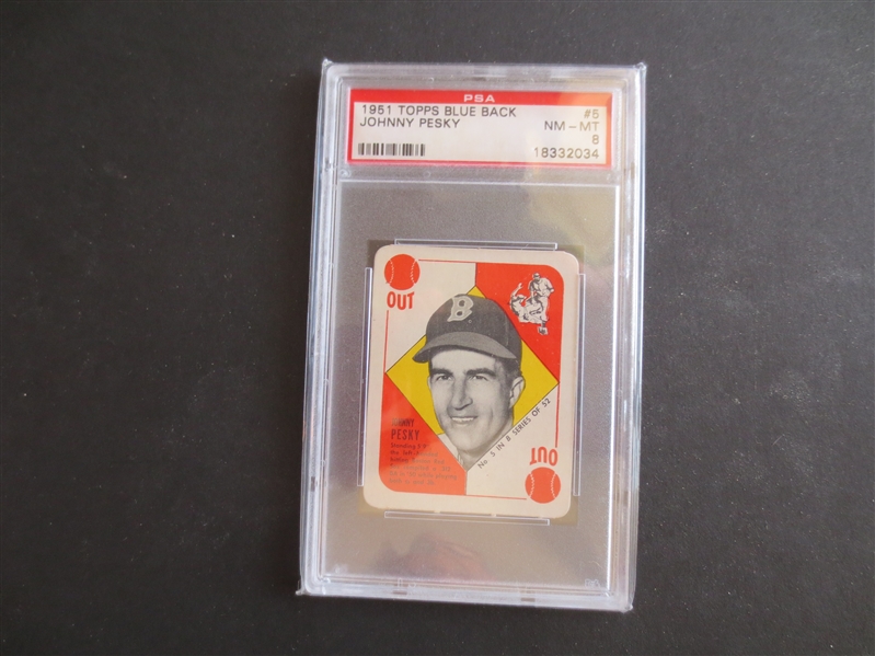 1951 Topps Blue Back Johnny Pesky PSA 8 NMT-MT Baseball Card #5