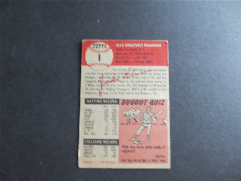 1953 Topps Jackie Robinson #1 in Affordable Conditiion