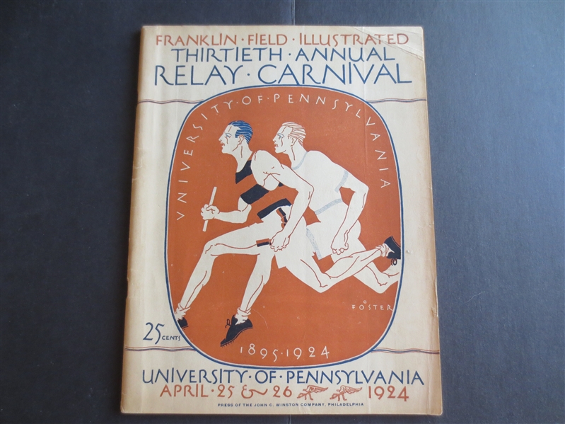 1924 30th Annual Relay Carnival Track and Field Program University of Pennsylvania