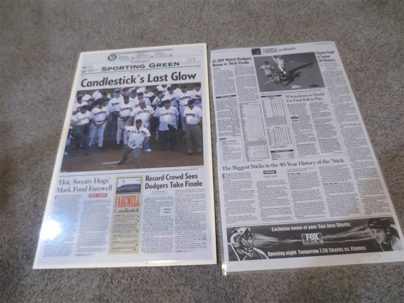 (12) Assorted Laminated Newspapers Covering 1960 San Francisco Giants 1st Game Ever at Candlestick, 1939 LA Angels Advertisment, 1956 Steve Bilko, 1958 1st NL Game Played in LA and more!