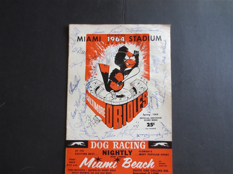 Autographed 1964 Houston Colt 45's vs. Baltimore Orioles Spring Training Baseball Program with 25 Signatures