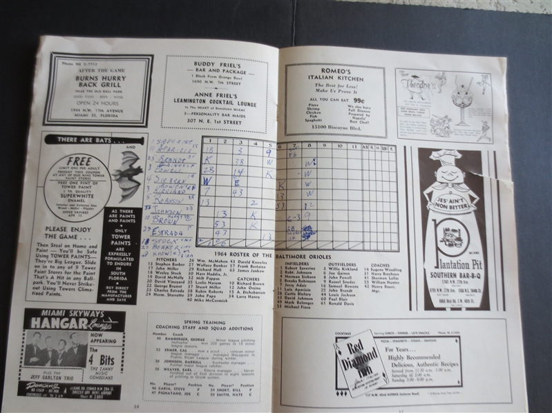 Autographed 1964 Houston Colt 45's vs. Baltimore Orioles Spring Training Baseball Program with 25 Signatures