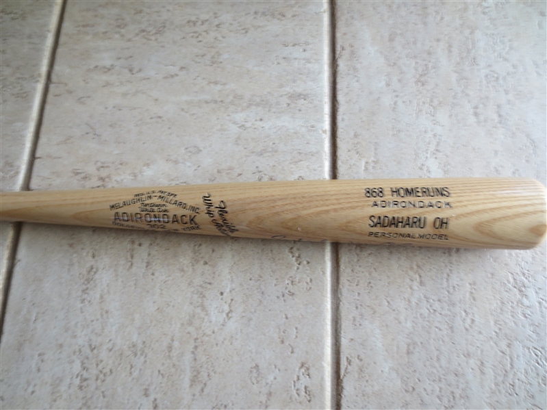 Autographed Sadaharu Oh 868 Homeruns Adirondack Baseball Bat  WOW!
