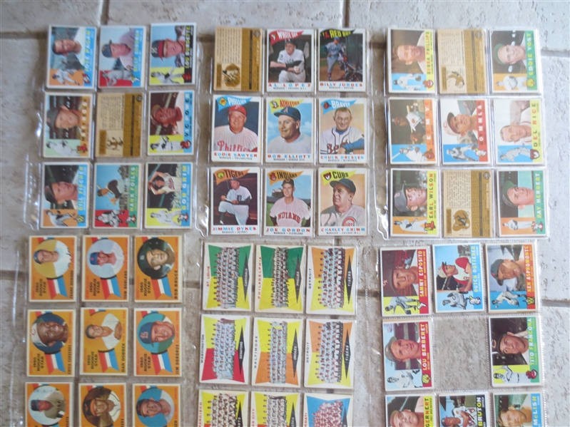 (350) different 1960 Topps Baseball Cards including Sport Magazine All Stars, Coaches, Rookies, and Managers---Well over half the set!