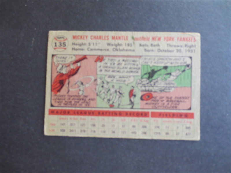 1956 topps Mickey Mantle Baseball Card in Affordable Condition #135