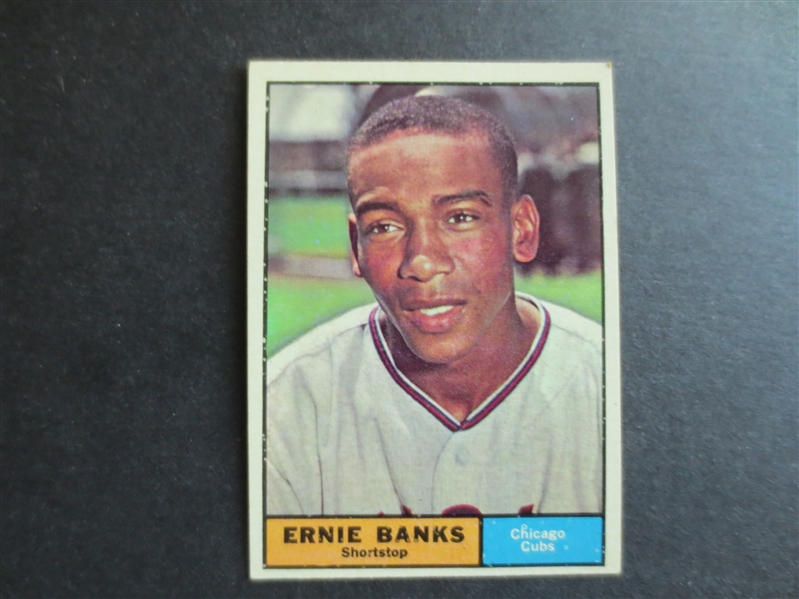 1961 Topps Ernie Banks Baseball Card in Beautiful Shape but Slightly Off-Center #350