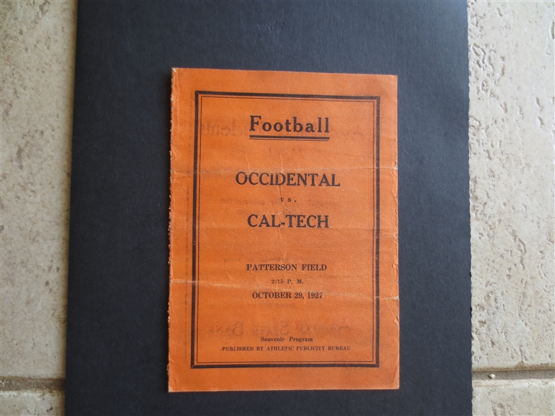 1927 Occidental vs. Cal-tech Scored Football Program at Patterson Field