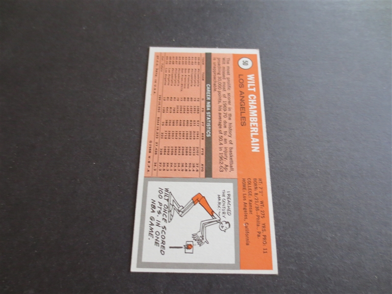 1970-71 Topps Wilt Chamberlain Basketball Card #50 in Great Shape!