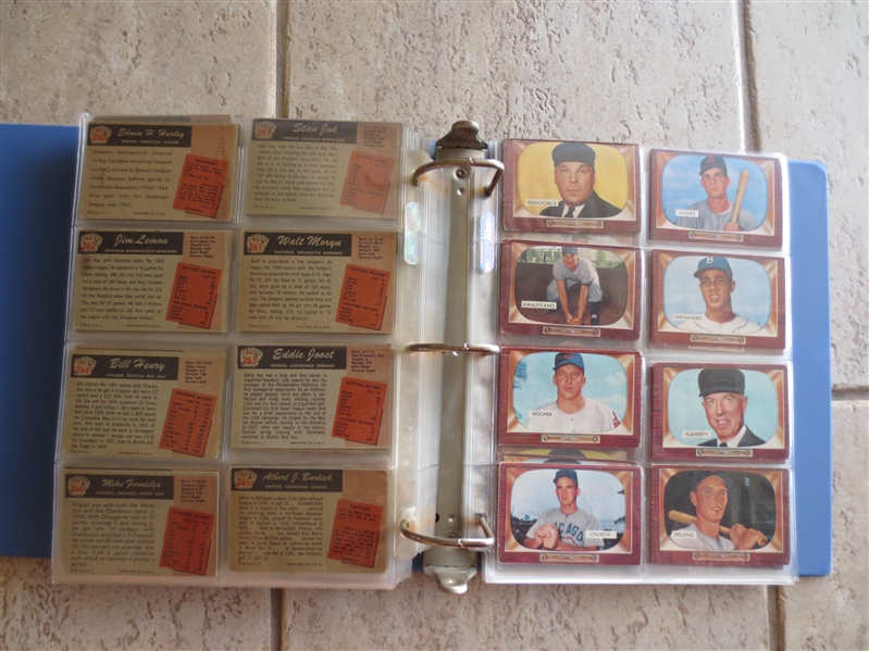 1955 Bowman Baseball Complete Set Minus 5 Cards: Mays, Mantle, Aaron, Kaline, and a common in affordable condition!