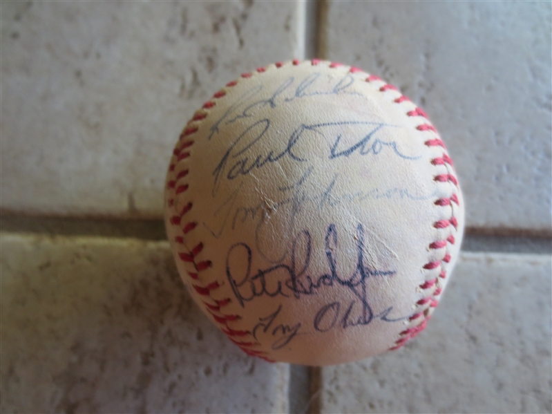 Autographed 1970's Minnesota Twins Baseball #5 with 23 signatures including Oliva, Aguirre, Smalley, Goltz