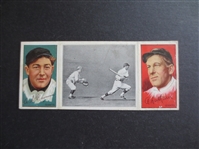 1912 T202 Hassan Triple Folder Tenney Lands Safely (Latham/Raymond) Baseball Card---Very nice shape but paper loss on back.