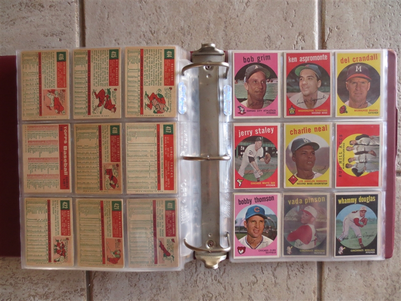 (457) different 1959 Topps Baseball Cards #1-506 with NO Hall of Famers---80% of the Complete Set!