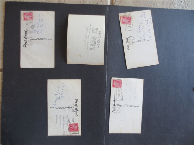 (5) different Autographed 1950's Baseball Postcards signed by Kuenn, Goodman, Griggs, Carey, and Virdon