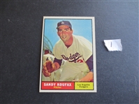 1961 Topps Sandy Koufax Baseball Card #344 in Great Shape!                           1