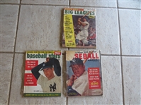 (3) different 1950s Baseball Magazines with Campanella, Reese, and Larsen Covers in rough shape