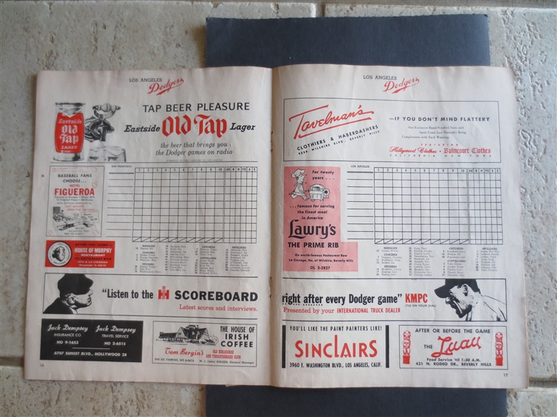 April 18, 1958 First Major League Game Ever Played in Los Angeles UNSCORED program