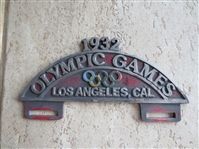 1932 Los Angeles Olympics Auto License Plate Topper     NEAT!