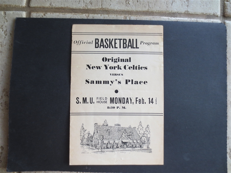1938 Original NEW YORK Celtics vs. Sammy's Place Basketball Program  WOW!