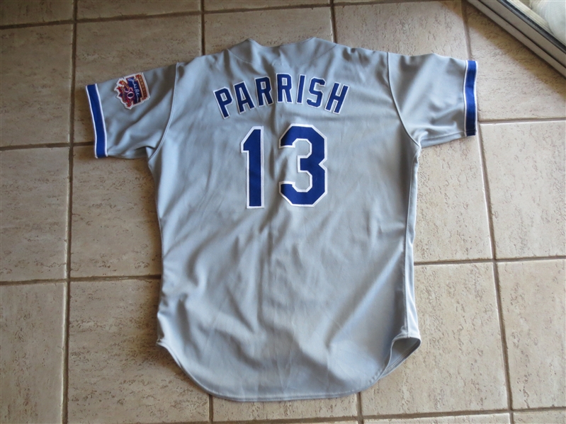 1997 Lance Parrish Los Angeles Dodgers Authentic Baseball Jersey with Jackie Robinson 50th Anniversary Patch