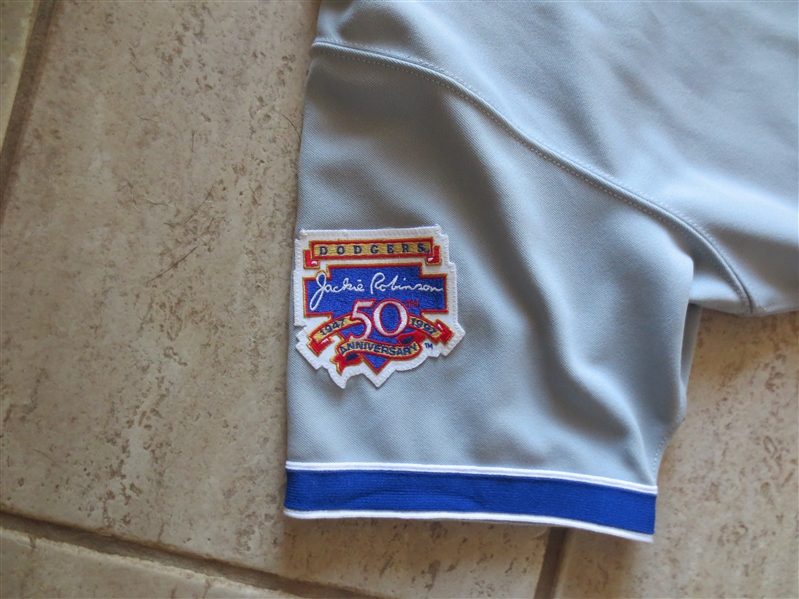 1997 Lance Parrish Los Angeles Dodgers Authentic Baseball Jersey with Jackie Robinson 50th Anniversary Patch