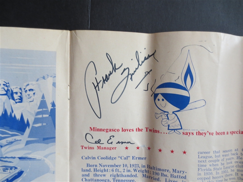 Autographed 1967 Minnesota Twins Baseball Program with 13 Signatures including Carew, Oliva, and Chance