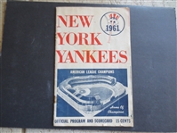 1st Game Baseball Program in History of the Minnesota Twins 1961 at New York Yankees