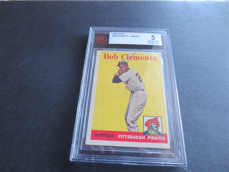 1958 Topps Roberto Clemente BVG EX 5 Baseball Card #52A                           RC