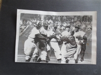 1956 United Press Telephoto with Jackie Robinson and Brooklyn Dodgers Celebrating Carl Erksine No Hitter