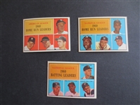(3) 1961 Topps NL Leaders Baseball Cards Picturing Mantle, Mays, Aaron, and Clemente----ALL in Great Shape!        TS