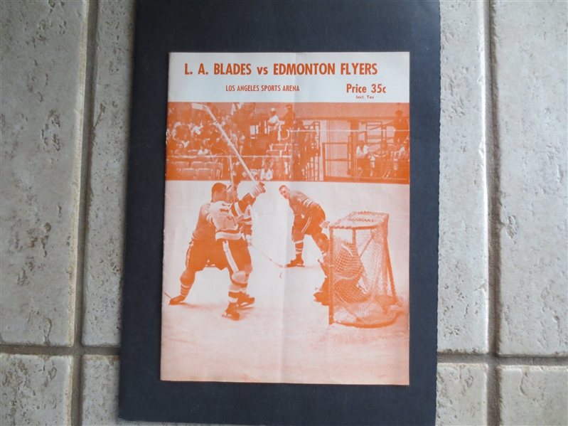 1961-62 Edmonton Flyers at Los Angeles Blades Unscored Pro Hockey Program