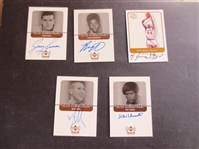 (5) Autographed Manufacturer Certified Basketball Cards of Oscar Robertson, Lucas, Bibby, Unseld, and Hayes