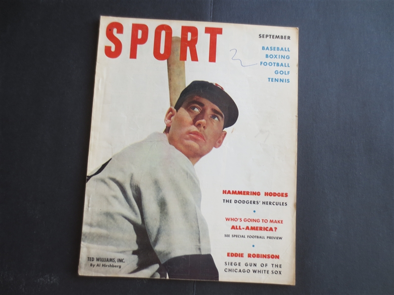 September 1951 Sport Magazine with Ted Williams on the cover and no mailing label!