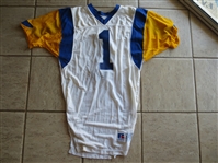 Autographed Mike Lansford 1980s Los Angeles Rams Game Used Worn Football Jersey #1