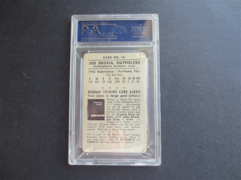 1953 Mother's Cookies Joe Brovia PSA 7 NMT Baseball Card #18