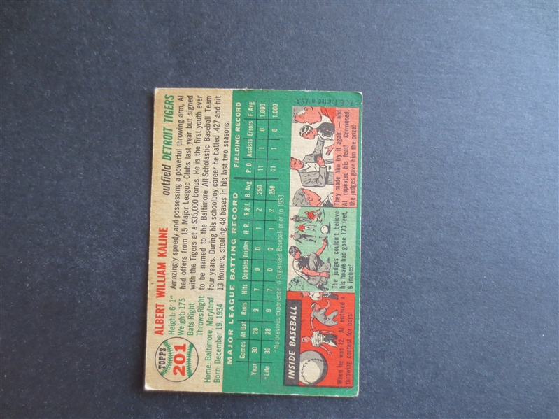 1954 Topps Al Kaline Rookie Baseball Card #201  Hall of Famer