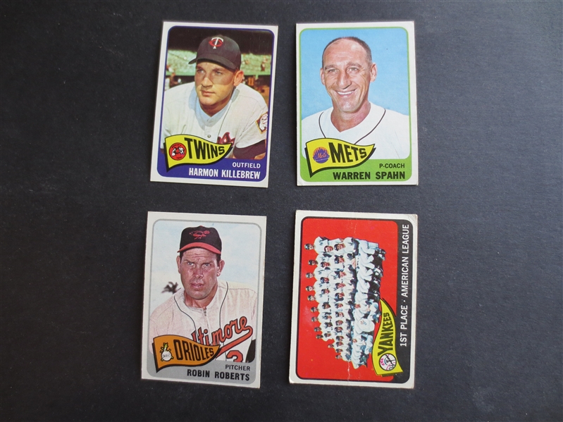 (3) 1965 Topps Hall of Famer Baseball Cards in Beautiful Condition Plus Yankees Team in affordable condition!