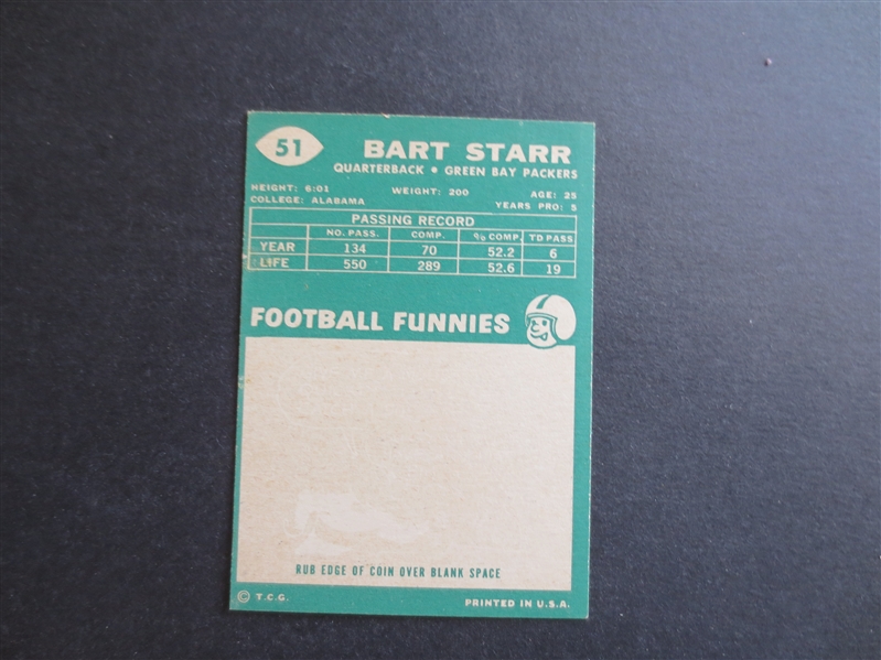 1960 Topps Bart Starr Football Card in Beautiful Condition!  #51