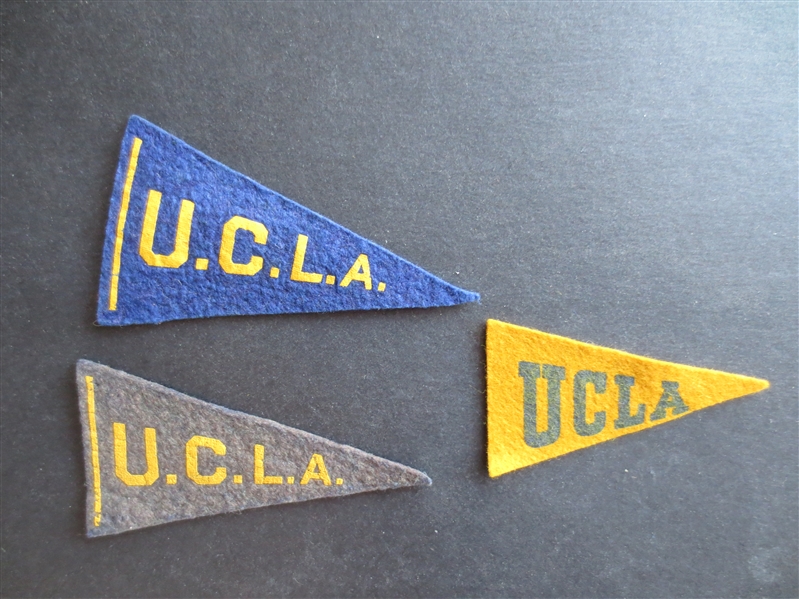 (3) different 1930's-50's UCLA Mini Football Pennants 4 across