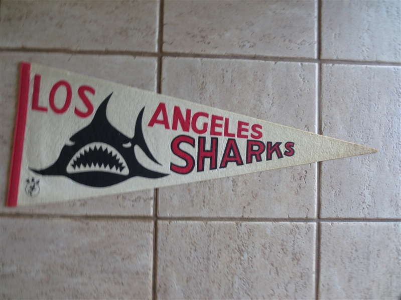 1960's Los Angeles Sharks WHA World Hockey Association Pennant 29.5 inches across