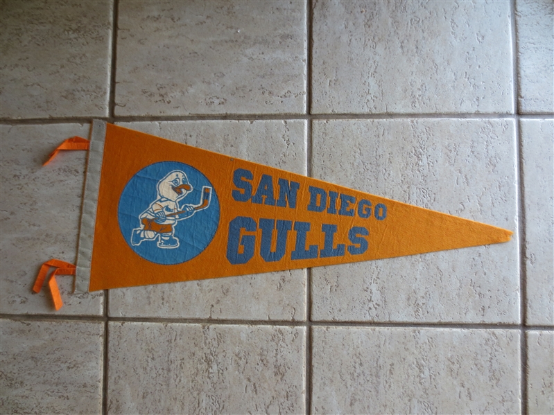 1960's San Diego Gulls WHA World Hockey Association Pennant 32 across---nice but missing tip