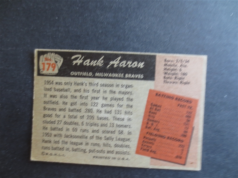 1955 Bowman Hank Aaron Baseball Card #179