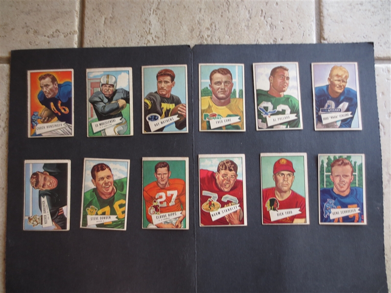 (12) different 1952 Bowman Large Football Cards #7-70